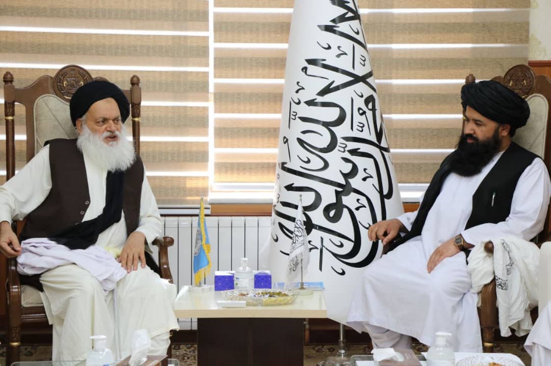 د افغانستان د علومو اکاډمي لوی رئیس شيخ فرید الدین محمود د لوړو زده کړو له وزیر شيخ ندامحمد نديم سره وکتل